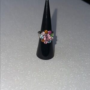 Pink and Orange Beaded‎ Floral Rings